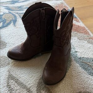 Kids Brown Western Ankle Boots